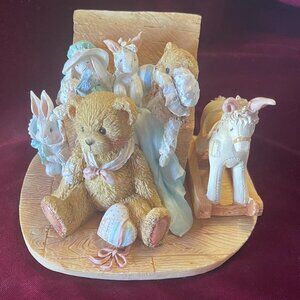 CHERISHED TEDDIES Christopher #950483 Bear with Toy Chest FIGURINE 1991  1164HT